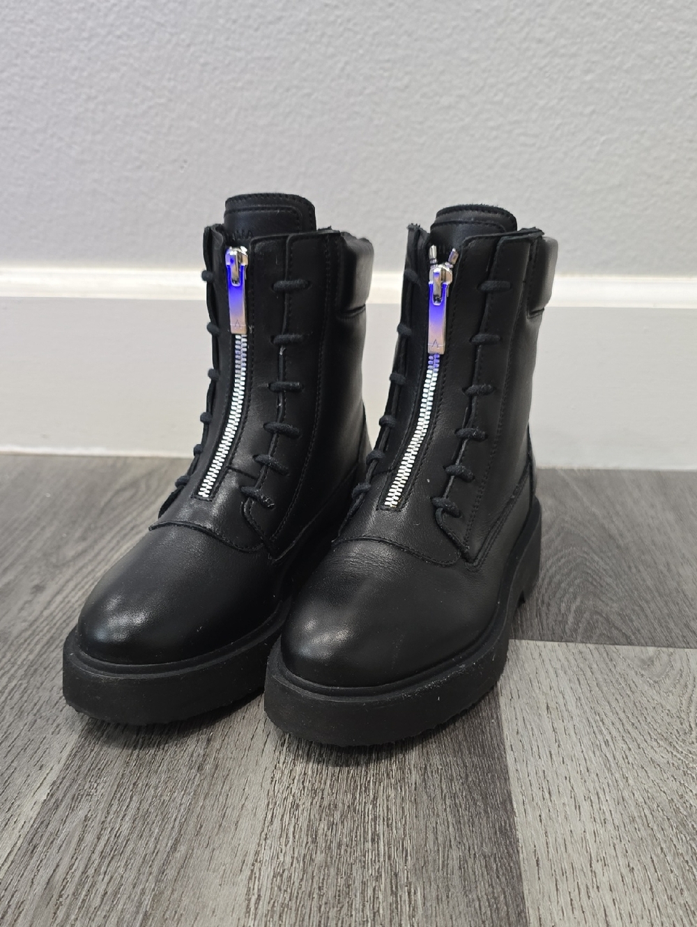 Aquatalia Melani Leather Combat Boots Size 5